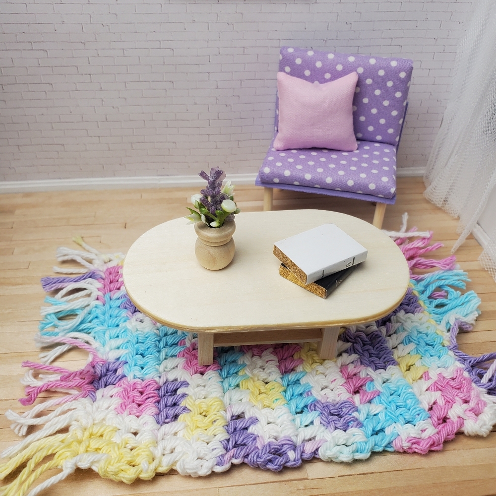 Handmade Miniature Dollhouse Crochet Throw Blanket 1:12 Scale Maileg